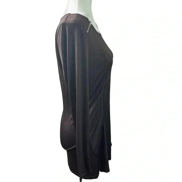 P. Luca Milano Dark Brown Long Sleeve Tunic Shirt w/ Zippers Size Small - Picture 2 of 6